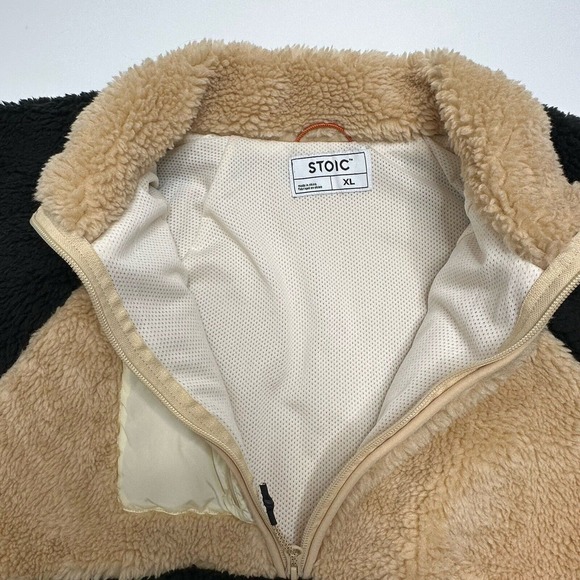 STOIC 1/2 Zip Sherpa Pullover brown black sweater Size XL High Pile Fleece MTN - Picture 7 of 14